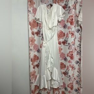Satin white wrap dress David Bridal NWT 16 W large XL